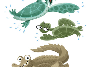 Turtles and Croc